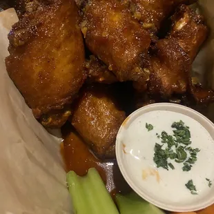 I love these freaking wings. Thai basil.