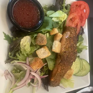 The Bridge salad with blackened salmon. Ooo!