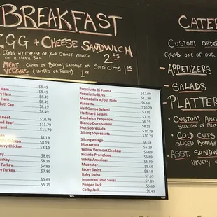 a menu for breakfast