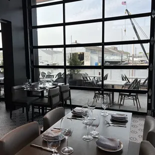 Interior overlooking patio and river