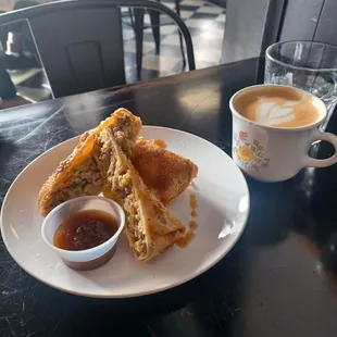 BREAKFAST egg rolls. I was skeptical but they were so good!  Bonus peppermint mocha with a shot of Love Kate coffee liquor