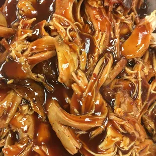 a closeup of the bbq pulled pork