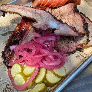Ribs, brisket, sausages