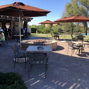 Patio seating in the sun