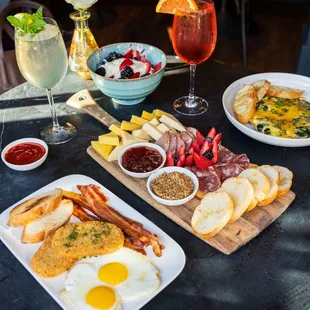 Brunch , Eggs your way Charcuterie , Aperol Spritz