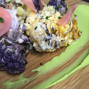 Cauliflower with Parmesan cream sauce and romanesco puree