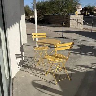 Front entrance patio seating