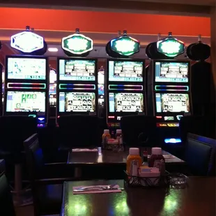a row of slot machines