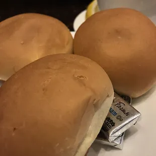 three buns on a plate