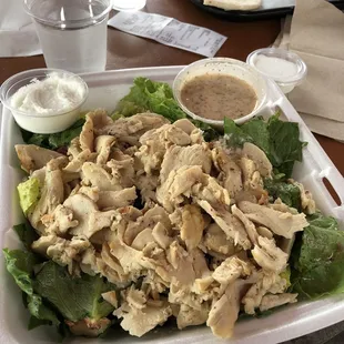 Full order chicken salad and garlic sauce