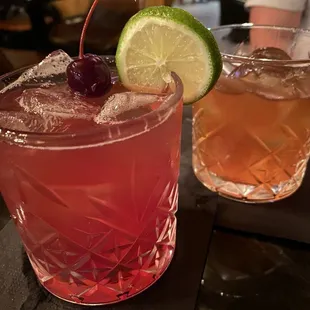 Cherry bourbon rita, barrel pick (Bulleit) old fashioned