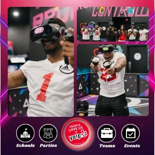 Private Parties Events Team Building Activities Birthday Parties Kids Parties Treadmills Motion  Racing Simulators Climbing Wall VR