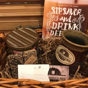 we sell coffee mugs for $18 we also have gift cards to purchase.