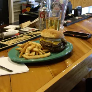a burger and french fries