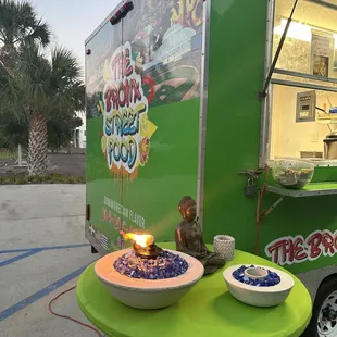 Food truck. Fire bowls hand crafted