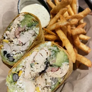Fiesta Chicken Wrap. Fries are amazing.