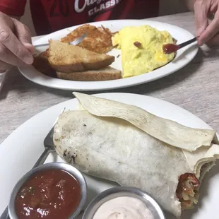 Breakfast burrito was great, service wasn't