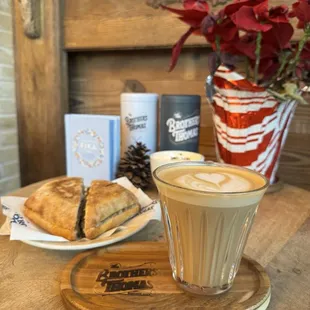 Brekkie Sandwich and Vanilla Latte