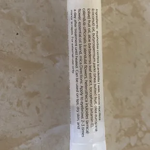 This healing balm I bought from the Brow Boutique contains Vitamin E