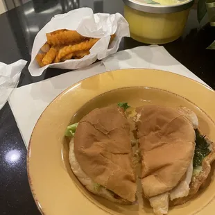 Grilled Chicken Burger and Crinkle Cut Fries