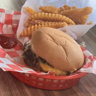 Cheeseburger and fries