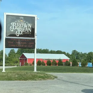 a sign for brown bean coffee