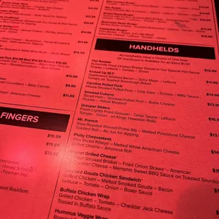 menu