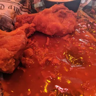 Fireman 911 Wings. ( Theyre just like the name implies-- anyone who isn&apos;t a serious hothead wont finish a dozen)