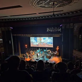 a band performing on stage