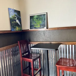 a table and two chairs