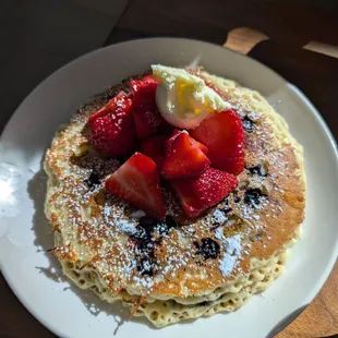 My wife got pancakes and asked for the fruit to be added.
