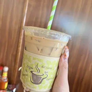 Ice latte with vanilla syrup