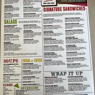 Lunch menu