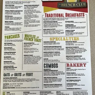 Breakfast menu