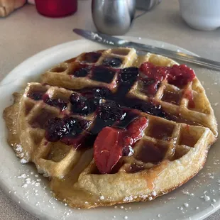 Belgian Waffle w/ Blueberry &amp; Strawberries