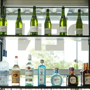bottles of alcohol on a shelf