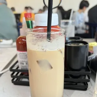 a glass of iced coffee