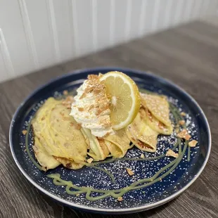 Lemon cannoli crepe