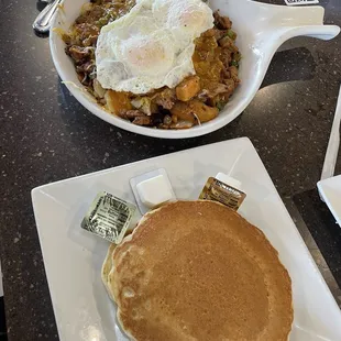 Side pancakes and skillet