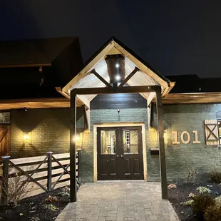entrance at night