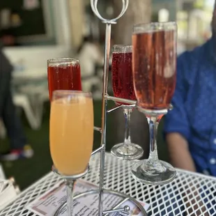 hree glasses of wine on a table