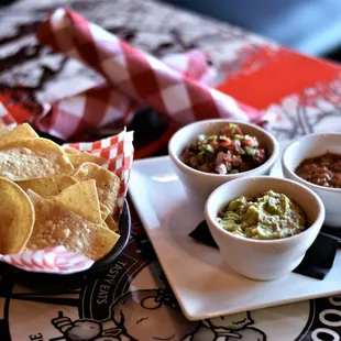 Dips N&apos; Chips  House Pico, House Guac, and Brutal Salsa