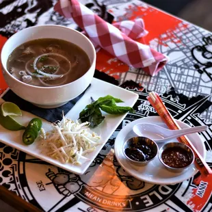 The Brutal Noodle (Pho) - Housemade Bone Marrow Broth, Smoked Brisket, Rice Noodles, All the fixins&apos;! Vegan Option Available