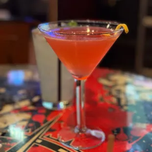 a cocktail in a martini glass