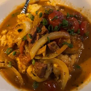 a bowl of soup on a table