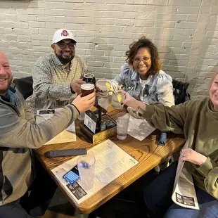 Had cocktails and beers, calamari &amp; peppers with the yummy deviled eggs with friends.Brian. our server, was great!This food is the bomb!