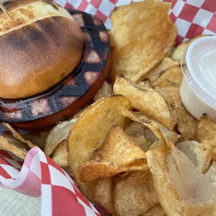 Gene R Parr Hot Bologna sandwich with chips
