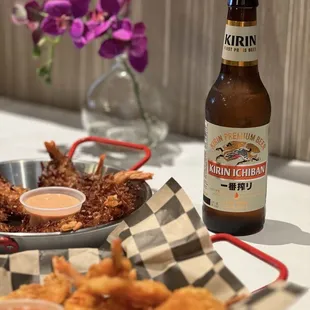 Fried shrimp, coconut shrimp, $5 kirin
