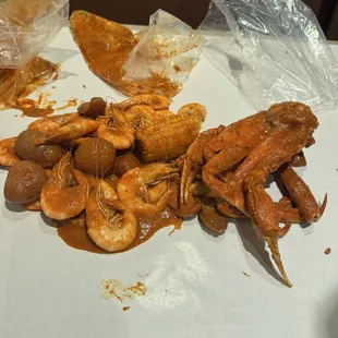 Shrimp and snow crab boil. Almost $80 for just these items and the crab legs were on special.