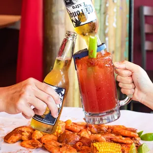 Michelada !!!! Best drink when eating seafood here